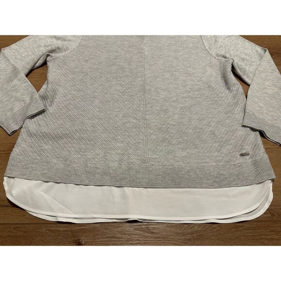 Women's Calvin Klein Mixed Media Sweater Gray/White XL Worn Once EUC! - Picture 2 of 5